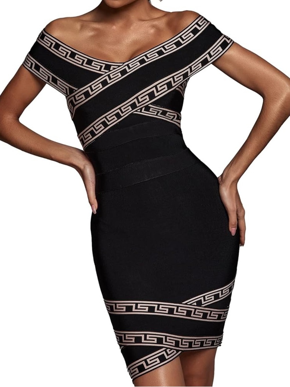 Black Off-Shoulder Bodycon Dress